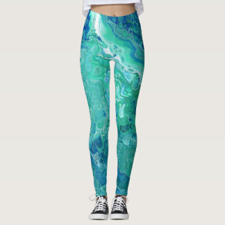 Abstracte Leggings voor Blues & Greens - "Atlantis