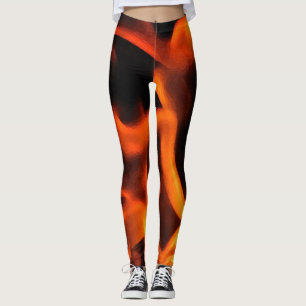 Abstracte Leggings voor Oranje en zwart vuurpatroo