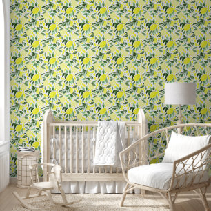 Abstracte Lemon Waterverf print Behang