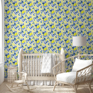 Abstracte Lemon Waterverf print Behang