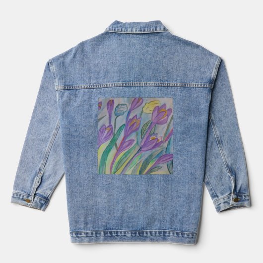 Abstracte lentescrocus denim jacket (Achterkant)