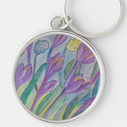 Abstracte lentescrocus Premier Key Ring Sleutelhanger (Voorkant)