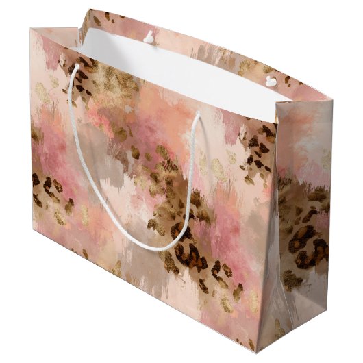 Abstracte Leopard Print Grote Gift Bag Groot Cadeauzakje (Achterkant Gekanteld)