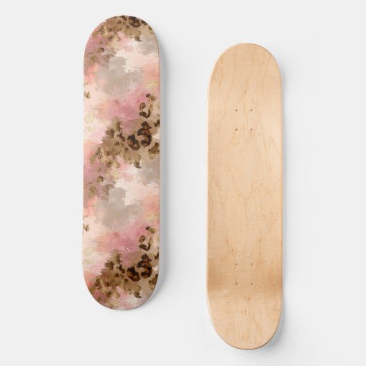 Abstracte Leopard Print Skateboard (Voorkant)
