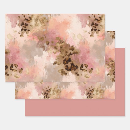 Abstracte Leopard Print Wrapping Paper Set (Set)