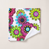 Abstracte leuke cartoons bloemen florale kinderen bad handdoek (Wasdoekje)