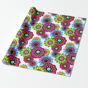 Abstracte leuke cartoons bloemen florale kinderen  cadeaupapier