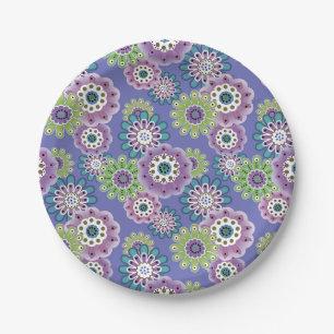 Abstracte leuke cartoons bloemen florale kinderen papieren bordje