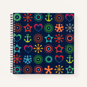 Abstracte leuke vormen retro design print notitieboek