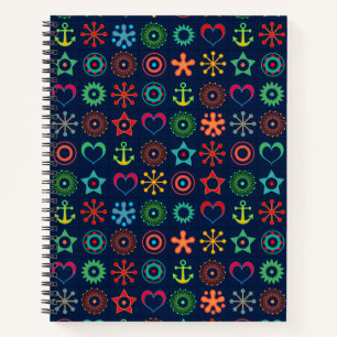 Abstracte leuke vormen retro design print notitieboek