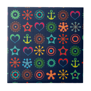 Abstracte leuke vormen retro design print tegeltje