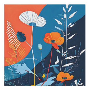 Abstracte Levendige Bloemen Poster Perfect Poster