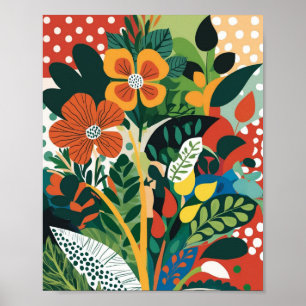 Abstracte levendige bloemenkunst poster