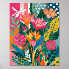 Abstracte levendige bloemenkunst poster