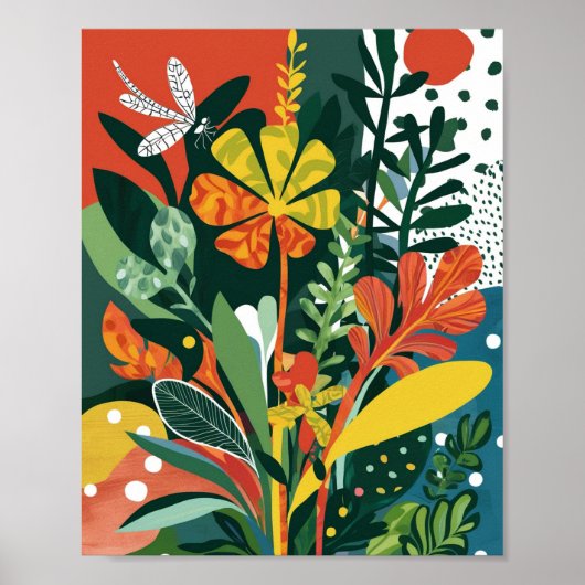 Abstracte levendige bloemenkunst poster (Voorkant)