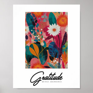 Abstracte levendige bloemenkunst poster