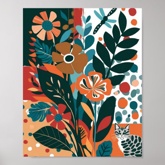 Abstracte levendige bloemenkunst poster (Voorkant)