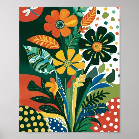 Abstracte levendige bloemenkunst poster (Voorkant)