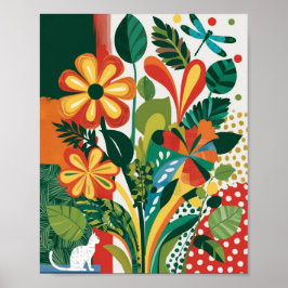 Abstracte levendige bloemenkunst poster