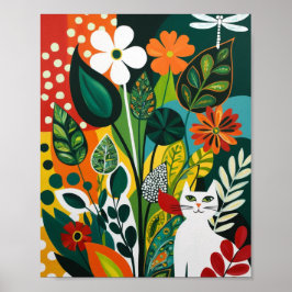 Abstracte levendige bloemenkunst poster