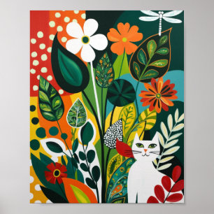 Abstracte levendige bloemenkunst poster