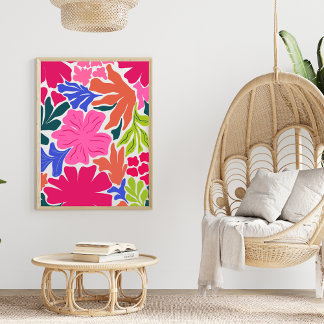 Abstracte levendige lichte en gedurfde Floral Wall Poster