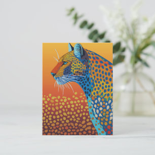 Abstracte levendige luipaardkunst briefkaart