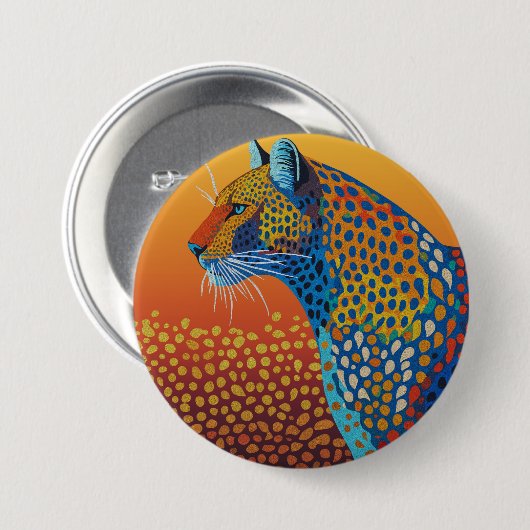 Abstracte levendige luipaardkunst ronde button 7,6 cm (Voorkant /achterkant)