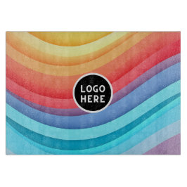 Abstracte levendige regenbooggolven | Voeg uw Logo Snijplank