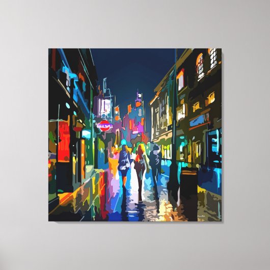 Abstracte levendige straatscène kleurendruk canvas afdruk (Voorkant)