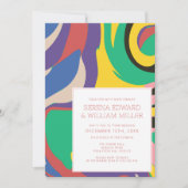 Abstracte levendige vormen chique bruiloft kaart (Voorkant)