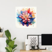 Abstracte levendige Waterverf Flower Art Poster (Thuiskantoor)