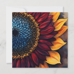 Abstracte levendige zonnebloem en zonnebloempitten kaart