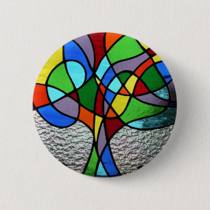Abstracte levensboom ronde button 5,7 cm