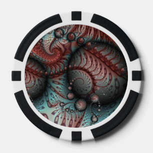 Abstracte Levensechte Fantasie Fractale Kunst Brui Poker Chips