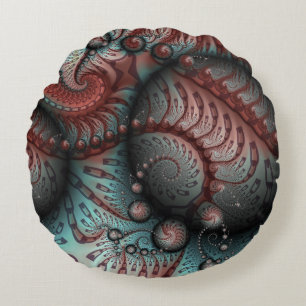 Abstracte Levensechte Fantasie Fractale Kunst Brui Rond Kussen