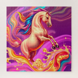 Abstracte Levenskleurige Paard Illustratie Legpuzzel