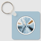 Abstracte lichtblauwe fractale Sleutelhanger (Voorkant)
