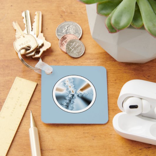 Abstracte lichtblauwe fractale Sleutelhanger (Bureau)