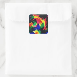 Abstracte lichte golven van de stroom de fijne Kun Vierkante Sticker