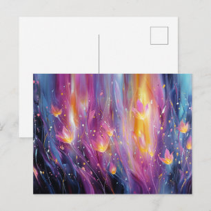 Abstracte lichtgevende bloemexplosie briefkaart