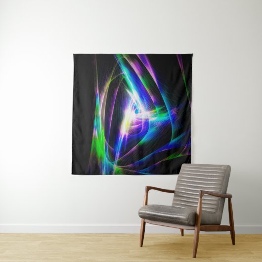 Abstracte lichtgolven en zwarte achtergrond-abstra wandkleed (In Situ (horizontaal))