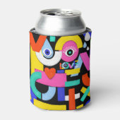 Abstracte liefde, ogen: kleurrijk patroon blikjeskoeler (Blikje Voorkant)