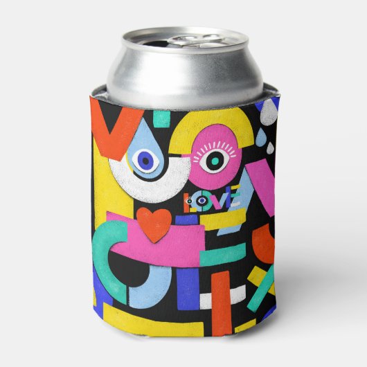 Abstracte liefde, ogen: kleurrijk patroon blikjeskoeler (Blikje Voorkant)