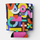 Abstracte liefde, ogen: kleurrijk patroon blikjeskoeler (Achterkant)