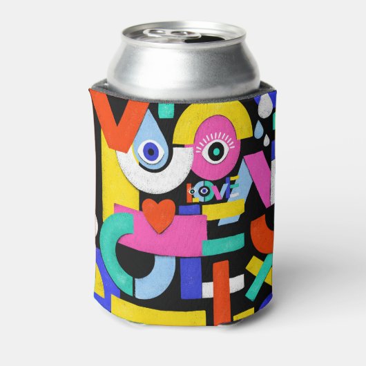 Abstracte liefde, ogen: kleurrijk patroon blikjeskoeler (Blikje Achterkant)