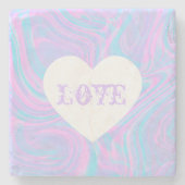 Abstracte liefde Valentijns Roze Wit Hartelijk kle Stenen Onderzetter (Voorkant)