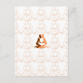 Abstracte liefdesbruin en bruine omtrek briefkaart