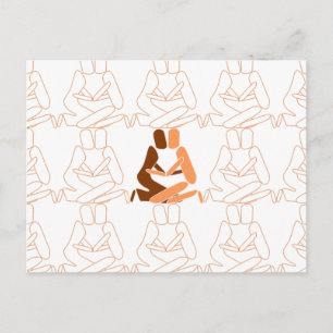 Abstracte liefdesbruin en bruine omtrek briefkaart