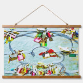 Abstracte liefdesloten, modern hangend wandkleed (Voorkant)